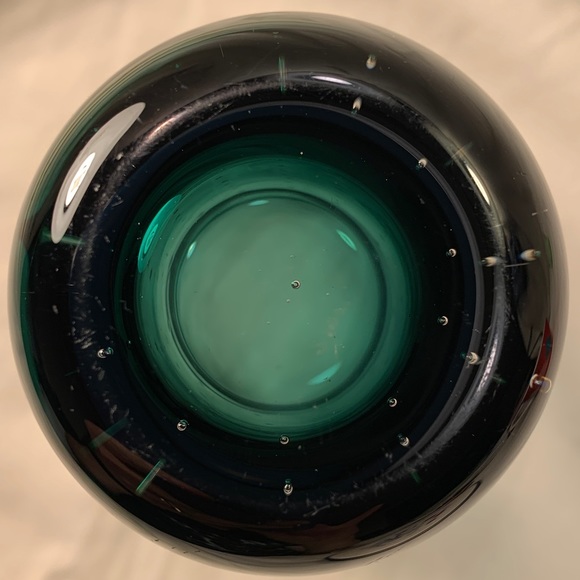 Handblown, Controlled Bubbles, Ombré Art Glass Vase Tumbler Blue/Green - Picture 6 of 10